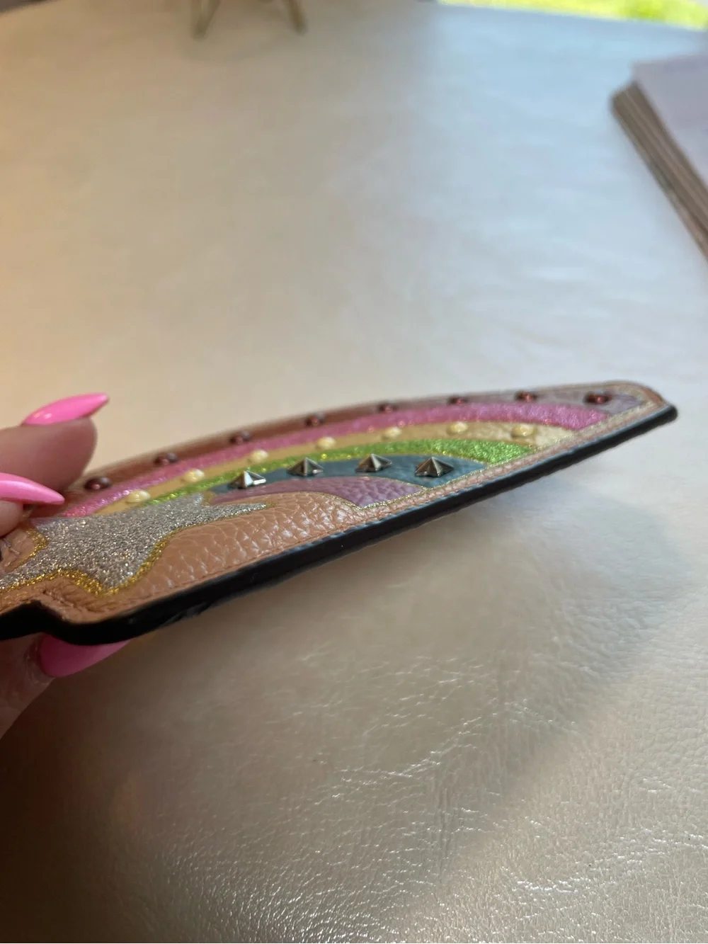 Coach Shooting Star Rainbow Coin Case with Glitter Accents & Studded Details 🌈💫